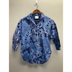 Vintage Eber Button Up Shirt San Francisco Blue Mid Sleeve USA Made Medium